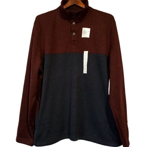 Men's XXL Plum/Navy SuperSoft Fleece Sweater/Top  NWT  Snap Collar  MS13K403RB - Picture 1 of 11